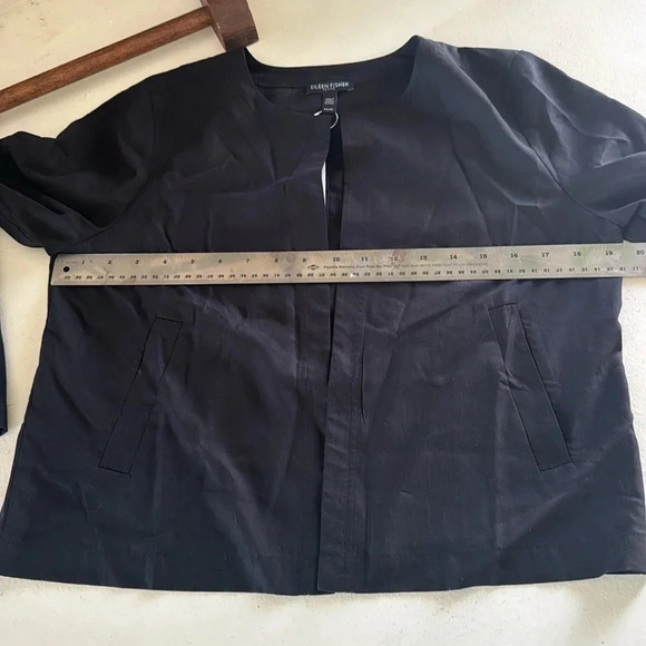 Eileen fisher Sandwashed Tencel Round Neck Jacket silk black NWT size small - Picture 13 of 16